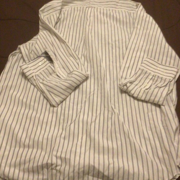 Men's long sleeve stripe shirt white/grey stripes 2XL - Picture 2 of 4
